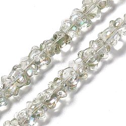 Electroplate Glass Beads Strands, Half Rainbow Plated, Bear, Honeydew, 15x12x8.5mm, Hole: 1mm, about 44pcs/strand, 25.20 inch(64cm)(EGLA-L030-HR03)