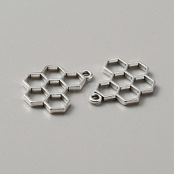 Tibetan Style Alloy Pendants, Hollow, Honeycomb Charms, Antique Silver, 21x17.5x2mm, Hole: 1.6mm(FIND-WH0135-21AS)