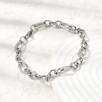201 Stainless Steel Figaro Chain Bracelets for Men, Stainless Steel Color, 8.66 inch(22cm)