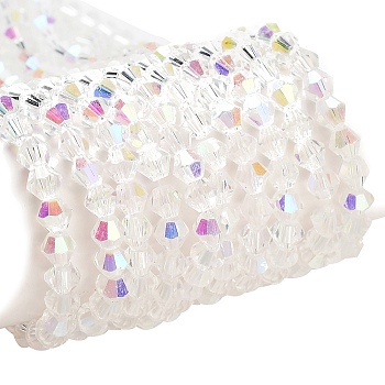 Faceted Bicone Electroplate Glass Beads Strands, AB Color Plated, Ghost White, 4x4.5mm, Hole: 1mm, about 82~85pcs/strand, 30.5~31cm