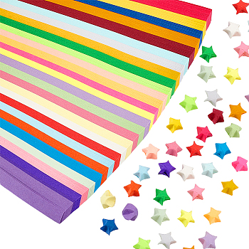 1 Set 27 Colors Fluorescent Lucky Star Origami Paper, Double Sided Star Paper Strip Folding Paper for Gift, DIY Arts Craft Supplies, Rectangle, 240x10x0.1mm, 27 colors