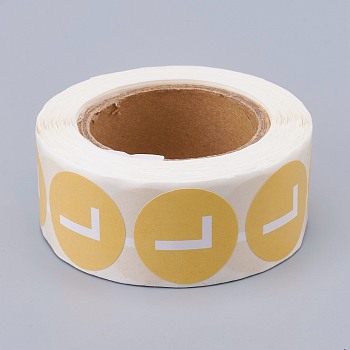 Paper Self-Adhesive Clothing Size Labels, for Clothes, Size Tags, Round with Size L, Yellow, 25mm, 500pcs/roll