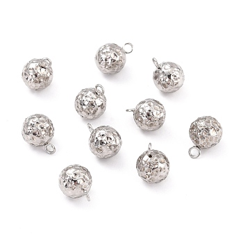 Stainless Steel Charms, Round, Bumpy, Stainless Steel Color, 11x8mm, Hole: 1.8mm