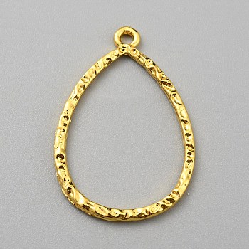 Alloy Open Back Bezel Pendants, for DIY UV Resin, Epoxy Resin, Golden, Teardrop, 35x23x2mm, Hole: 2mm