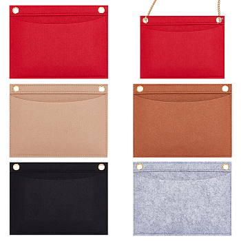 WADORN 5Pcs 5 Colors Wool Felt Purse Organizer Insert, Mini Envelope Handbag Shaper Premium Felt, Bag Accessories, Rectangle, with Alloy Grommets, Mixed Color, 16x21x0.6cm, Hole: 10mm, 1pc/color