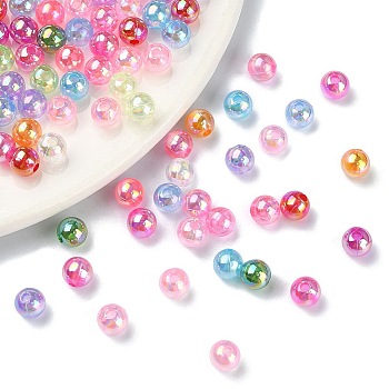 Transparent Acrylic Beads, AB Colors Plated, Round, Mixed Color, 6mm, Hole: 1.8mm