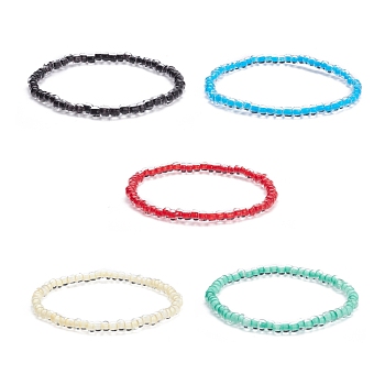 Clear Crystal Glass Seed Beads Stretch Bracelet for Teen Girl Women, Mixed Color, Inner Diameter: 2-1/4 inch(5.6cm)