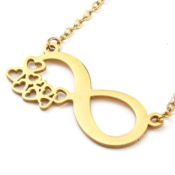 304 Stainless Steel Heart Infinity Pendant Necklaces for Women, Golden, 17.32 inch(44cm)