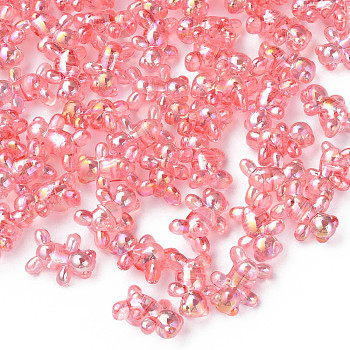 Transparent Acrylic Beads, AB Color Plated, Bear, Salmon, 16x13x8.5mm, Hole: 2mm, about 700pcs/500g