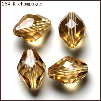 Imitation Austrian Crystal Beads, Grade AAA, Faceted, Bicone, Gold, 6x9.5mm, Hole: 0.7~0.9mm