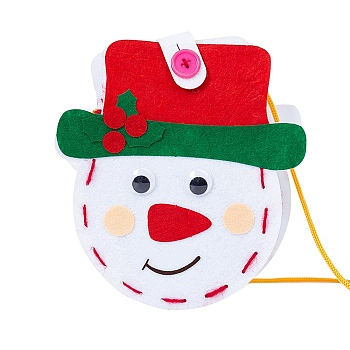 DIY Non-woven Christmas Theme Bag Kits, including Fabric, Needle, Cord, Snowman