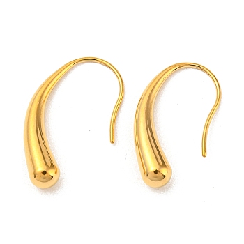 Ion Plating(IP) 304 Stainless Steel Dangle Earrings, Teardrop, Real 18K Gold Plated, 24x5mm