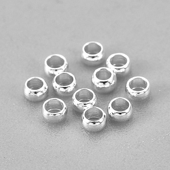201 Stainless Steel Spacer Beads, Rondelle, Silver, 2x1mm, Hole: 1mm
