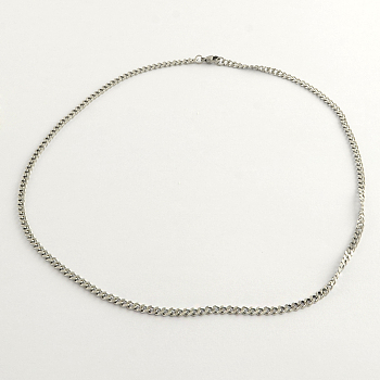 304 Stainless Steel Curb Chain Necklaces, Stainless Steel Color, 20.4 inch(51.8cm)