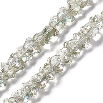 Electroplate Glass Beads Strands, Half Rainbow Plated, Bear, Honeydew, 15x12x8.5mm, Hole: 1mm, about 44pcs/strand, 25.20 inch(64cm)