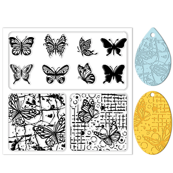 Silicone Clay Texture Mat, Clay Modeling Pattern Pad, Butterfly, 140x140x3mm