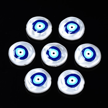 3D Printed ABS Plastic Imitation Pearl Beads, Evil Eye, Colorful, 18x5.5mm, Hole: 0.8~1.2mm