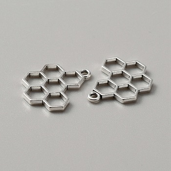 Tibetan Style Alloy Pendants, Hollow, Honeycomb Charms, Antique Silver, 21x17.5x2mm, Hole: 1.6mm