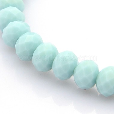 Faceted Opaque Solid Color Crystal Glass Rondelle Beads Stretch Bracelets(BJEW-F072-M)-3