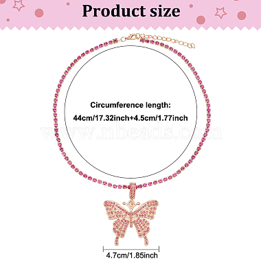 4Pcs 4 Colors Rhinestone Butterfly Pendant Necklaces Set with Cup Chains(NJEW-AN0001-33)-2