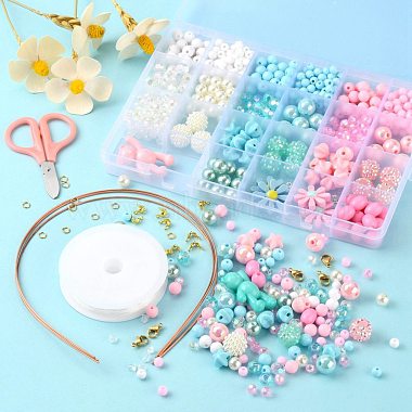 Kit de fabrication de bijoux pour enfants avec perles et pendentifs colorés bricolage(DIY-LS0004-07)-4
