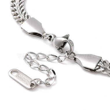 304 Stainless Steel Flower Link Bracelet with Curb Chains(BJEW-E091-02P)-3