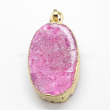 Electroplated Natural & Dyed Druzy Agate Pendants(G-N0167-020)-3