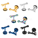 10Pcs 5 Colors Stainless Steel Spanner Tool Stud Earrings for Men, Mixed Color, 11x13.5mm, 2Pcs/color(EJEW-FI0001-82)