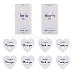 2Roll Heart with Thank You Roll Stickers, Self-Adhesive Paper Gift Tag Stickers, for Party Decorative Presents Thaksgiving Day, White, 25x25x0.1mm, 2roll/set(DIY-TA0013-58A)