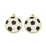 304 Stainless Steel Pendants, with Enamel, Ion Plating(IP), Real 18K Gold Plated, Football, 18.5x16x2mm, Hole: 1.6mm(STAS-A118-06A-G)