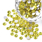 Glass Flat Back Rhinestone Cabochons, Back Plated, Faceted Half Round, Citrine, SS12, 3~3.2x1.5mm, about 1440pcs/bag(X-RGLA-S002-12SS-33)