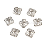Brass Micro Pave Clear Cubic Zirconia Bead Caps, Flower, Rack Plating, Long-Lasting Plated, Lead Free & Cadmium Free, Platinum, 6.5x6.5x2mm, Hole: 1.6mm(CU-CBA6A75-26P)