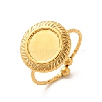 Ion Plating(IP) 304 Stainless Steel Open Cuff Ring Component, Ring Settings, Flat Round, Real 18K Gold Plated, Inner Diameter: 18mm, Tray: 9mm(STAS-E180-09G)