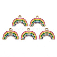 Alloy Enamel Pendants, Cadmium Free & Nickel Free & Lead Free, Rainbow, Light Gold, Colorful, 17x23x1mm, Hole: 2mm(ENAM-S126-078-NR)