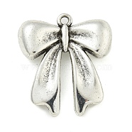 Tibetan Style Alloy Pendants, Bowknot, Antique Silver, 25x22x6mm, Hole: 1.6mm(FIND-M056-03AS)