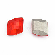 K9 Glass Rhinestone Cabochons, Pointed Back & Back Plated, Faceted, Parallelogram, Siam, 12x10.5x5.5mm(MRMJ-N029-25-02)