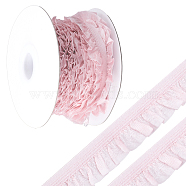 10 Yards Flat Chinlon Elastic Cord Trim, Pleated Trimming Elastic Cord for Jewelry Making, Garment Accessories, Pink, 5/8 inch(15mm)(OCOR-WH0070-75C)