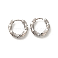 Ion Plating(IP) 304 Stainless Steel Hoop Earrings, Twist, Stainless Steel Color, 13.5x15.5x2.5mm(EJEW-H018-05P-01)