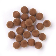 Flocky Acrylic Beads, Half Drilled, Round, Sienna, 16mm, Hole: 1.6mm(X-OACR-I001-16mm-L02)