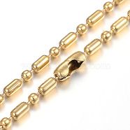 304 Stainless Steel Ball Chain Necklaces Making, Oval & Round, Golden, 29.5 inch(75cm), 2.3mm(MAK-I008-02G-A03)