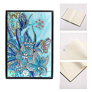 DIY Christmas Theme Diamond Painting Notebook Kits, including PU Leather Book, Resin Rhinestones, Pen, Tray Plate and Glue Clay, Leaf, 210x150mm(XMAS-PW0001-109H)