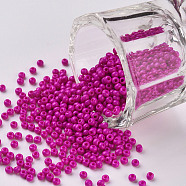 11/0 Grade A Opaque Glass Seed Beads, Baking PaintA, Round, Fuchsia, 2.3x1.5mm, Hole: 1mm, about 48500pcs/pound(SEED-N001-A-1072)