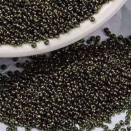 MIYUKI Round Rocailles Beads, Japanese Seed Beads, 15/0, (RR307) Dark Topaz Gold Luster, 1.5mm, Hole: 0.7mm, about 27777pcs/50g(SEED-X0056-RR0307)