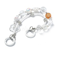 Acrylic Beaded Mobile Straps, Multifunctional Chain, with Alloy Spring Gate Ring, Clear, 25.5cm(HJEW-JM01057)