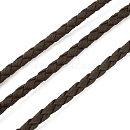 Braided PU Leather Cords, Round, Coconut Brown, 4mm, about 2.19 Yards(2m)/Strand(WL-WH0005-002A)