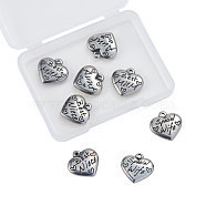 Heart with Word 316 Stainless Steel Pendants, Antique Silver, 16x16.5x4mm, Hole: 2mm, 8pcs/box(STAS-CJ0001-68)