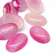 Oval Dyed Natural Crackle Agate Cabochons, Hot Pink, 29~30x19~20x6~7mm(G-R349-20x30-02)