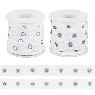5 Yards Alloy Snap Button Tape Trim Polyester Ribbons, with 2Pcs Plastic Empty Spools, White, 7/8 inch(21mm)(DIY-OC0011-27A)