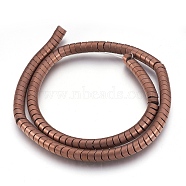 Electroplate Non-magnetic Synthetic Hematite Bead Strands, Frosted, Wave Column, Copper Plated, 6x4mm, Hole: 1mm, about 126~133pcs/strand, 15.3 inch~15.7 inch(39~40cm)(G-I208-15F-B)