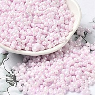 Opaque Colours Luster Glass Seed Beads, Peanut, Pearl Pink, 6x3.5x3mm, Hole: 1mm, about 7258pcs/pound(SEED-B001-01A-03)